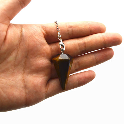 Exquisito Chacra de Olho de Tigre Natural Pendulo Cristal Pendente Colar para Homens e Mulheres Bohemian