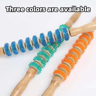 Músculos do corpo Roller de massagem anti-celulite Perda de peso Relaxamento do corpo inteiro Ferramentas de massagem de terapia de madeira Roller de PVC de nove rodas