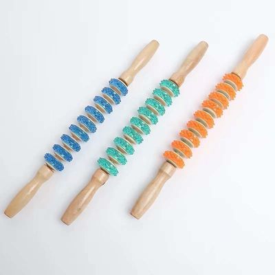 Músculos do corpo Roller de massagem anti-celulite Perda de peso Relaxamento do corpo inteiro Ferramentas de massagem de terapia de madeira Roller de PVC de nove rodas