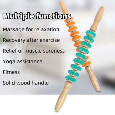 Músculos do corpo Roller de massagem anti-celulite Perda de peso Relaxamento do corpo inteiro Ferramentas de massagem de terapia de madeira Roller de PVC de nove rodas
