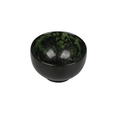 Tipo de gravura 100% chinês natural Jade Bowl Jade verde escuro Taça de taça esculpida à mão para melhoramento da decoração do lar