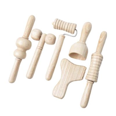 Marrom Madeira Sólida Mini Massager Roller Massage Stick com Manopla Set de Seis Peças Guasha Body Self Health Skin Care Tool Spa