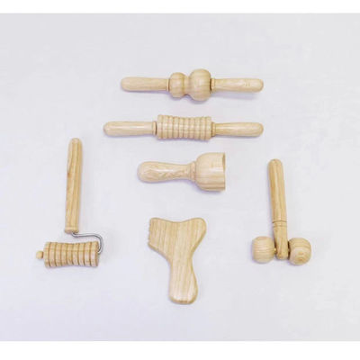 Marrom Madeira Sólida Mini Massager Roller Massage Stick com Manopla Set de Seis Peças Guasha Body Self Health Skin Care Tool Spa