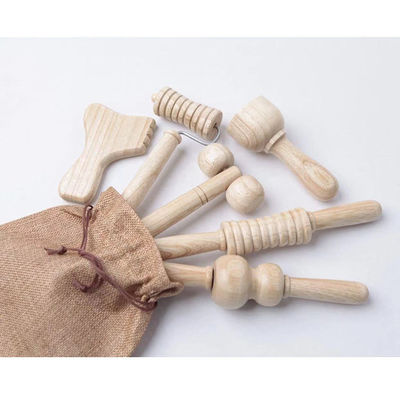 Marrom Madeira Sólida Mini Massager Roller Massage Stick com Manopla Set de Seis Peças Guasha Body Self Health Skin Care Tool Spa