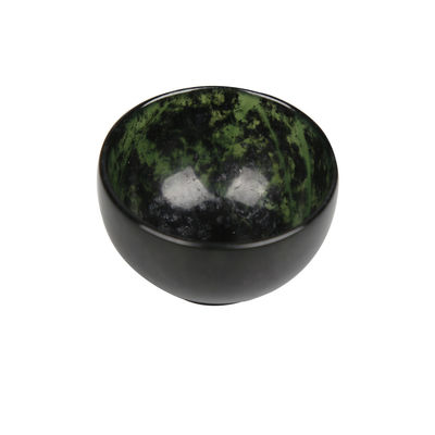 Tipo de gravura 100% chinês natural Jade Bowl Jade verde escuro Taça de taça esculpida à mão para melhoramento da decoração do lar