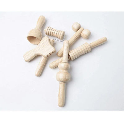 Marrom Madeira Sólida Mini Massager Roller Massage Stick com Manopla Set de Seis Peças Guasha Body Self Health Skin Care Tool Spa
