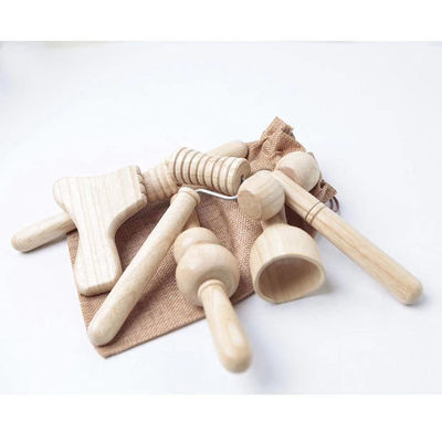 Marrom Madeira Sólida Mini Massager Roller Massage Stick com Manopla Set de Seis Peças Guasha Body Self Health Skin Care Tool Spa