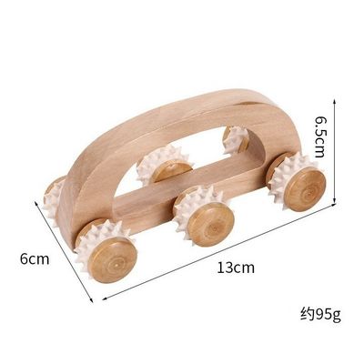 Doméstico Trolley de massagem de rolos de madeira maciça de seis rodas com alça manual Guasha Ferramenta de cuidados de saúde corporal Relaxe Massagista de beleza Massagem corporal