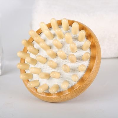 Forma de cogumelo castanho Bambu Gua Sha Escalpe Massagem Saco de ar Pente de madeira Guasha ferramenta cabeça relaxar Massagista de cabelo Cuidados de saúde escova de beleza