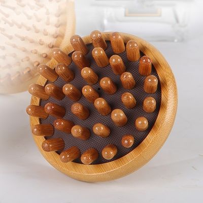 Forma de cogumelo castanho Bambu Gua Sha Escalpe Massagem Saco de ar Pente de madeira Guasha ferramenta cabeça relaxar Massagista de cabelo Cuidados de saúde escova de beleza
