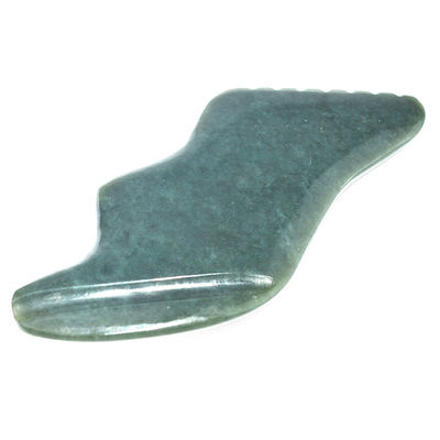 Forma de relâmpago verde escuro Nefrita natural Hetian Jade Gua Sha Massage Tool para Custom Logo Self Skin Health Care Spa