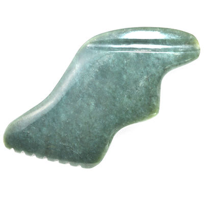 Forma de relâmpago verde escuro Nefrita natural Hetian Jade Gua Sha Massage Tool para Custom Logo Self Skin Health Care Spa