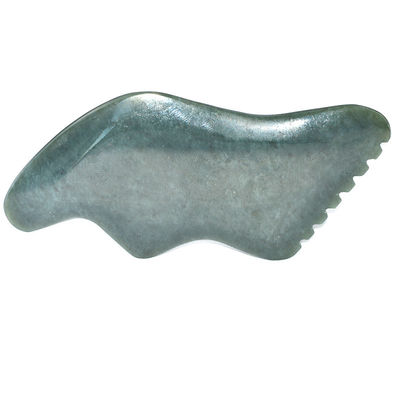 Forma de relâmpago verde escuro Nefrita natural Hetian Jade Gua Sha Massage Tool para Custom Logo Self Skin Health Care Spa