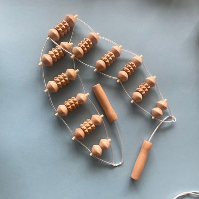 Massagista corporal 2024 Chegadas Logotipo personalizado e embalagem Ferramenta de massagem de rolos de madeira para madeira