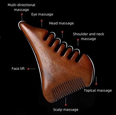 Marrom Sandalia Natural Gua Sha Scalp Massagem Pincel Ferramenta de Guasha de Madeira para Cabeça Corpo Relaxar Massagista Cuidados com a Saúde do Cabelo Beleza