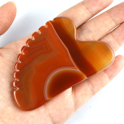 Forma de coração Carnelian Gua Sha Scraping Massage Board With Teeth Red Agate Guasha Facial Body Massager Skincare Spa Relax Tool para Spa