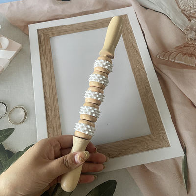 Five Wheels Madeira Gua Sha Massage Stick para Meridian Tratamento e Relaxamento do Corpo