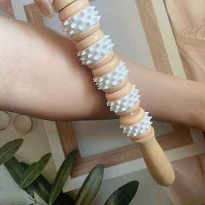 Five Wheels Madeira Gua Sha Massage Stick para Meridian Tratamento e Relaxamento do Corpo