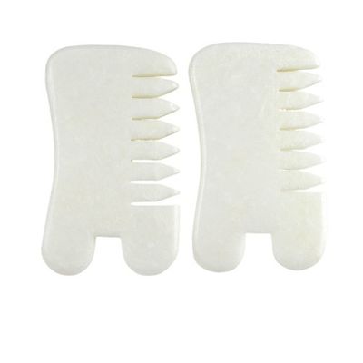 Natural Xiuyan Jade Gua Sha Scalp Massage Comb Guasha Head Massager Hair Health Care Salão de beleza Ferramenta para Massagem Muscular