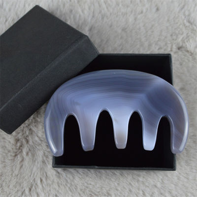 Massagista corporal Natural Agate Pescador de bolso Largo Pescador dentado SPA Gua Sha Scalp Massagem escova Ferramenta de cuidados com o cabelo