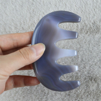 Massagista corporal Natural Agate Pescador de bolso Largo Pescador dentado SPA Gua Sha Scalp Massagem escova Ferramenta de cuidados com o cabelo