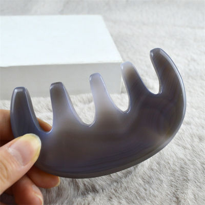 Massagista corporal Natural Agate Pescador de bolso Largo Pescador dentado SPA Gua Sha Scalp Massagem escova Ferramenta de cuidados com o cabelo