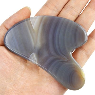 Ferramentas de massagem Cuidados da pele Guasha Facial com 100% de Agate Natural Cinzento Facial Guasha Ferramenta e Jade Cinzento Gus Sha Stone Massager