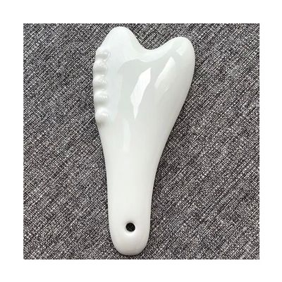 Ferramenta de Massagem Gua Sha de Cerâmica Branca para Massagem Facial e Corporal de Acupressão Experimente os Benefícios