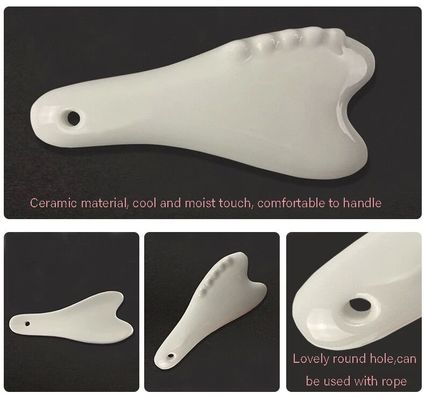 Ferramenta de Massagem Gua Sha de Cerâmica Branca para Massagem Facial e Corporal de Acupressão Experimente os Benefícios