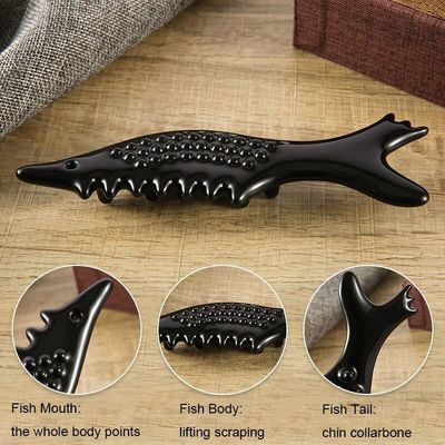 Massagista cerâmico Guasha em forma de peixe OEM/ODM Aceito para relaxamento muscular do rosto olhos pescoço e redução de rugas