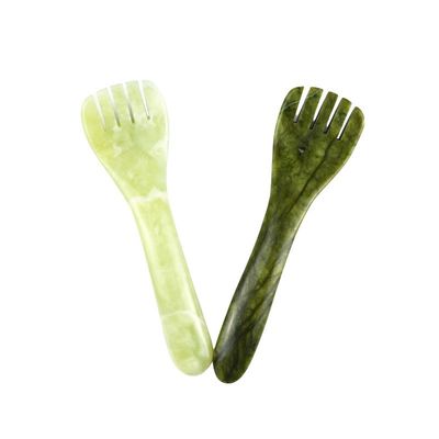Logotipo personalizado Disponível verde claro Xiuyan Jade Gua Sha forma de colher caneta de acupuntura para olhos acupuntura massagista de colher