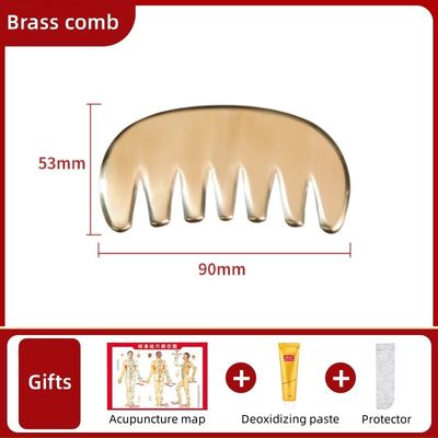 Músculos do Corpo Brass Natural Gua Sha Tabuleiro Escalpe Massagem Pente Guasha Pedra Cabeça Massagista Cuidados com o cabelo Salão de beleza Ferramenta