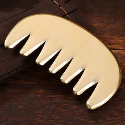Músculos do Corpo Brass Natural Gua Sha Tabuleiro Escalpe Massagem Pente Guasha Pedra Cabeça Massagista Cuidados com o cabelo Salão de beleza Ferramenta