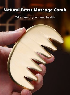 Músculos do Corpo Brass Natural Gua Sha Tabuleiro Escalpe Massagem Pente Guasha Pedra Cabeça Massagista Cuidados com o cabelo Salão de beleza Ferramenta