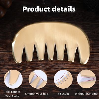 Músculos do Corpo Brass Natural Gua Sha Tabuleiro Escalpe Massagem Pente Guasha Pedra Cabeça Massagista Cuidados com o cabelo Salão de beleza Ferramenta