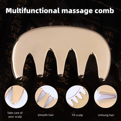 Ferramentas de massagem de Guasha de cobre Ferramentas de massagem de Guasha de metal Cabelos de latão Guasha de pente Acupuntura Aparelho de ponto de escalpe para cabeça Acupuntura de pente
