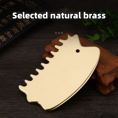 Equipamento de massagem da cabeça Brass natural Gua Sha Tabuleiro de massagem do couro cabeludo Pincel de massagem da cabeça Guasha Pedra Massagista de cabelo Salão de saúde