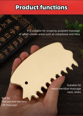 Equipamento de massagem da cabeça Brass natural Gua Sha Tabuleiro de massagem do couro cabeludo Pincel de massagem da cabeça Guasha Pedra Massagista de cabelo Salão de saúde