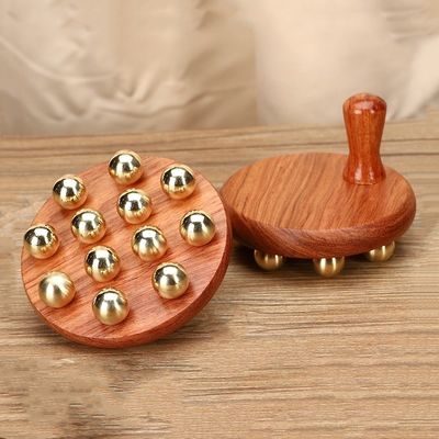 Logotipo personalizado Levante o nervo do couro cabeludo Ferramenta Guasha Brass Ferramentas de massagem do couro cabeludo de madeira Para a cabeça do corpo Scalp Gua Sha Massagem do nervo