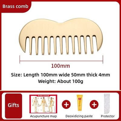 Dentes finos de latão natural Gua Sha Tabuleiro Escalpe Massagem Pente Guasha Pedra Cabeça Massagista Cuidados com o cabelo Salão de beleza Ferramenta