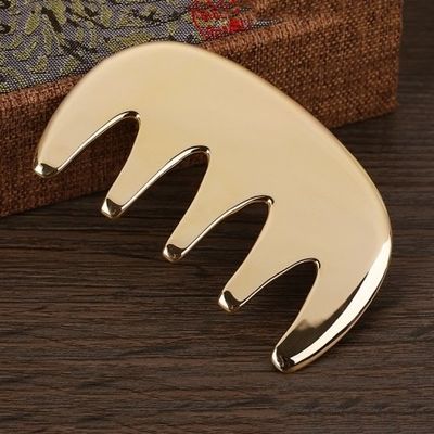 Quinto dente de latão natural Gua Sha Tabela de massagem corporal Peite de escalpe Guasha ferramenta cabeça massagista cabelo cuidados de saúde salão de beleza casa