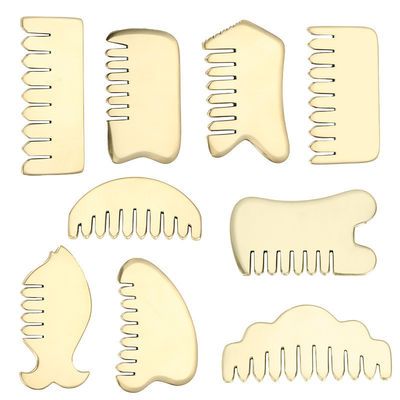 Massagem Muscular Ouro Gua Sha ferramenta de tabuleiro para latão natural Guasha Pedra cabeça massagista cabelo cuidados de saúde salão de beleza ferramenta