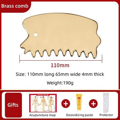 Instrumento de Massagem de Músculos do Corpo Brass Natural Gua Sha Tabuleiro Peito Escalpador Guasha Pedra Cabeça Massagista de Cabelos Salão de beleza