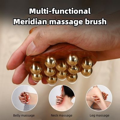 Equipamento de massagem corporal de uso doméstico de mão de latão de madeira maciça Massagem Gua Sha ferramenta Guasha escova para cuidados com a pele Spa lifting facial
