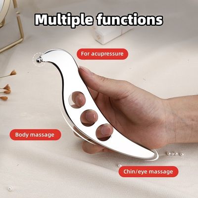 Tabela de massagem de escalpe Gua Sha de prata feita de aço inoxidável 304 para relaxamento muscular e fitness esportivo