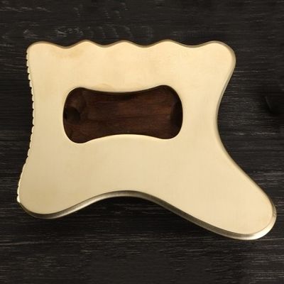 Equipamento de massagem Brass Natural Metal Gua Sha Scraping Board Guasha Facial Spa Massager Skincare Beauty Tool com alça