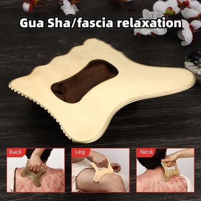 Equipamento de massagem Brass Natural Metal Gua Sha Scraping Board Guasha Facial Spa Massager Skincare Beauty Tool com alça