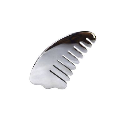 Corno de Prata Forma de aço inoxidável Gua Sha Scalp Massagem Pente Guasha Pedra cabeça massagista de cabelo Salão de beleza