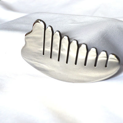 Corno de Prata Forma de aço inoxidável Gua Sha Scalp Massagem Pente Guasha Pedra cabeça massagista de cabelo Salão de beleza