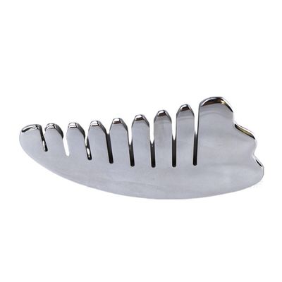Corno de Prata Forma de aço inoxidável Gua Sha Scalp Massagem Pente Guasha Pedra cabeça massagista de cabelo Salão de beleza